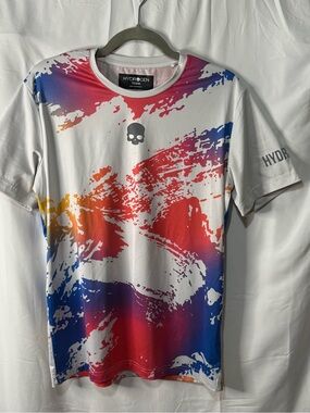 Hydrogen White Multicolor Splash Graphic Short Sleeve Tee
